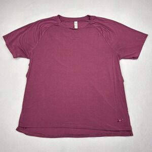 Under Armour T Shirt Womens Medium Plum Maroon Modal Stretch Open Vent Back Gym